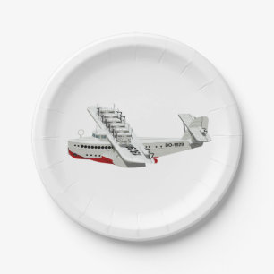 Cartoon retro aeroplane paper plate