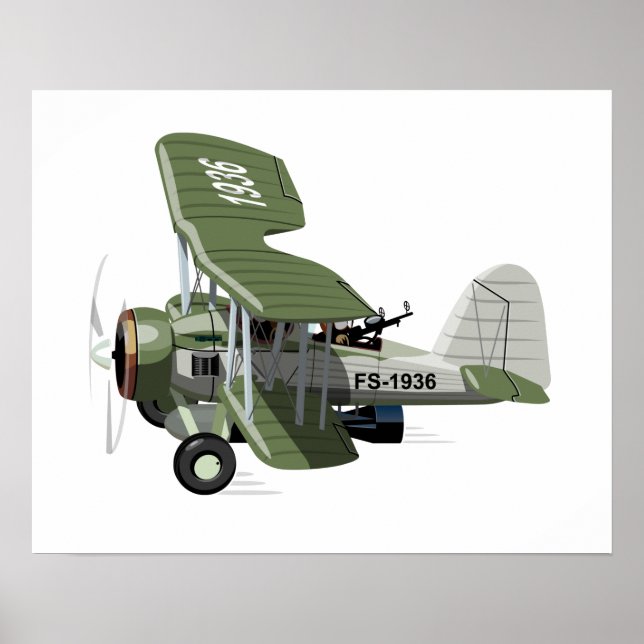 Cartoon retro aeroplane poster (Front)