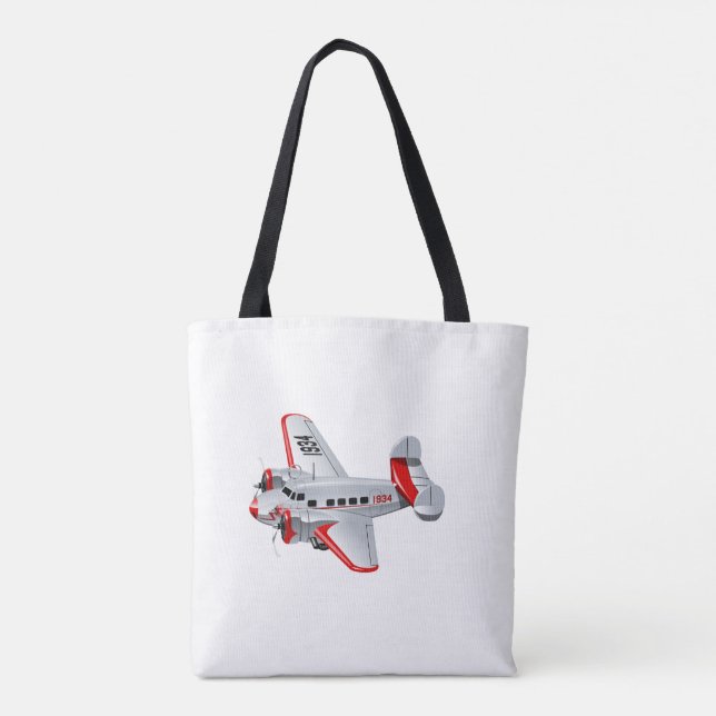 Cartoon retro aeroplane tote bag (Back)