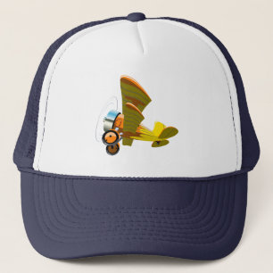 Cartoon retro aeroplane trucker hat
