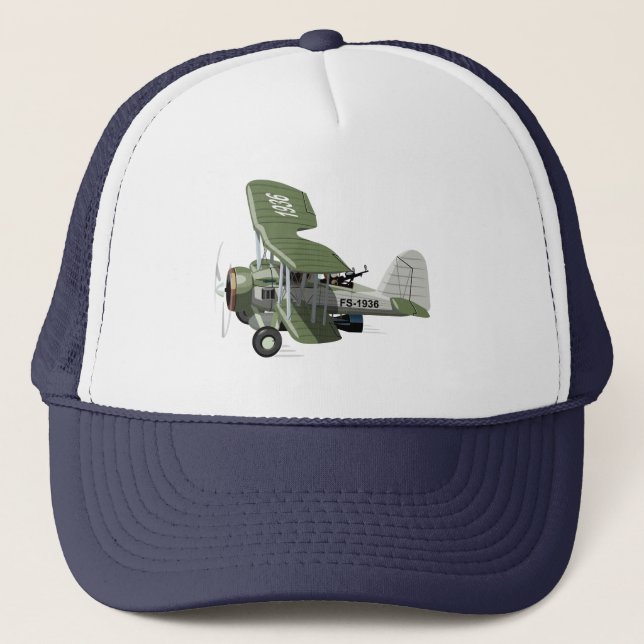 Cartoon retro aeroplane trucker hat (Front)