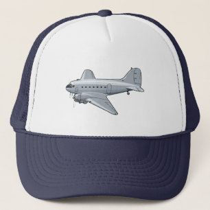 Cartoon retro aeroplane trucker hat