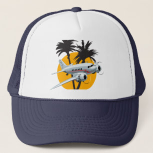 Cartoon retro aeroplane trucker hat