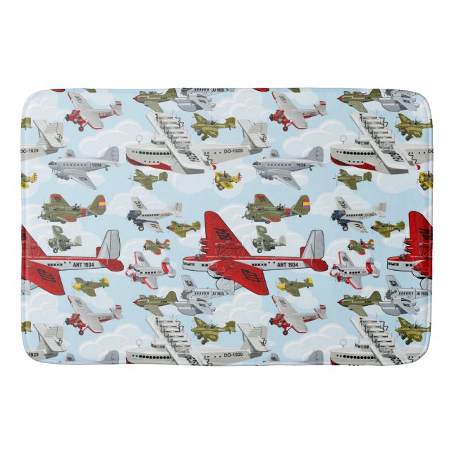 Cartoon retro aeroplanes bath mat (Front)