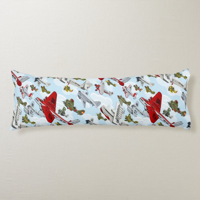 Cartoon retro aeroplanes pattern fabric duvet cove body cushion (Front)