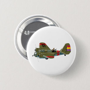 Cartoon retro bomber 6 cm round badge