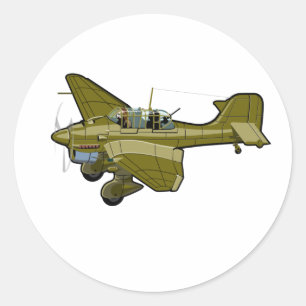 Cartoon retro bomber classic round sticker