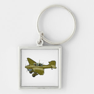 Cartoon retro bomber key ring