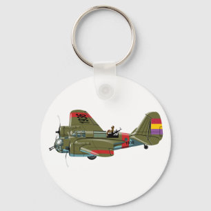 Cartoon retro bomber key ring