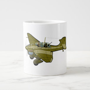 Cartoon retro bomber large coffee mug
