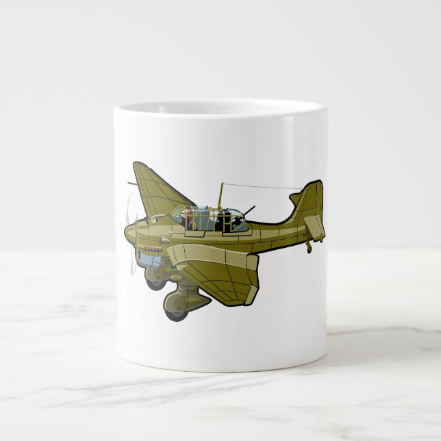 Cartoon retro bomber large coffee mug (Front)