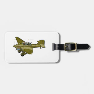 Cartoon retro bomber luggage tag