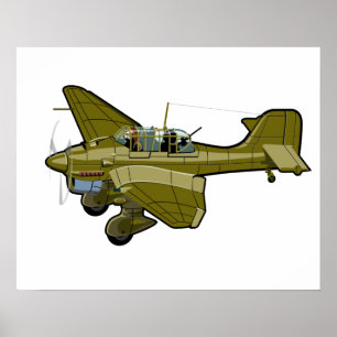 Cartoon retro bomber poster
