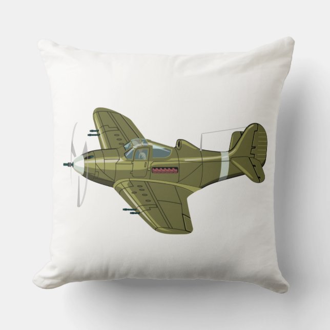 Cartoon retro fighter plane cushion (Front)