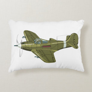 Cartoon retro fighter plane decorative cushion
