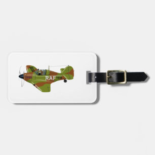 Cartoon retro fighter plane luggage tag