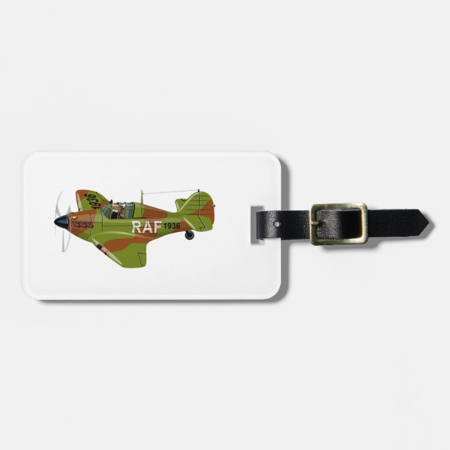 Cartoon retro fighter plane luggage tag (Front Horizontal)
