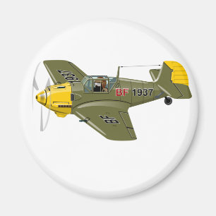 Cartoon retro fighter plane magnet