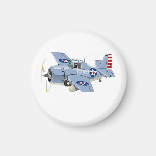 Cartoon retro fighter plane magnet