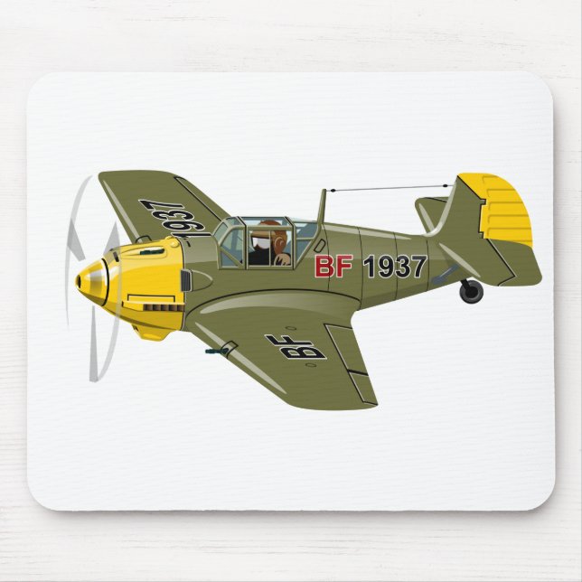 Cartoon retro fighter plane mouse pad (Front)
