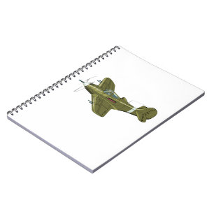 Cartoon retro fighter plane notebook
