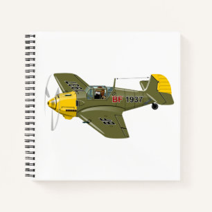 Cartoon retro fighter plane notebook
