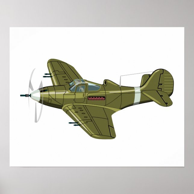 Cartoon retro fighter plane poster (Front)