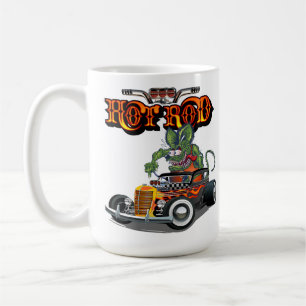 Cartoon retro hot rod coffee mug