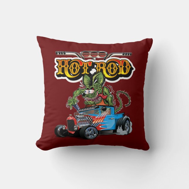 Cartoon retro hot rod cushion (Front)