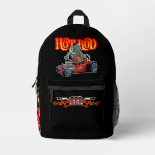 Cartoon retro hot rod printed backpack