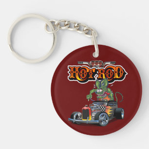 Cartoon retro rat rod key ring