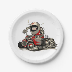 Cartoon retro rat rod paper plate