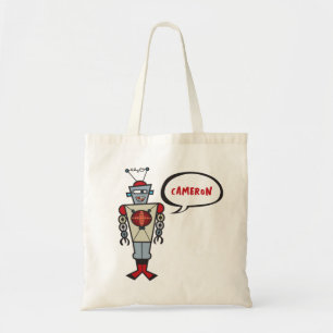 Cartoon Retro Robot Cute Kids Boy Birthday Party Tote Bag