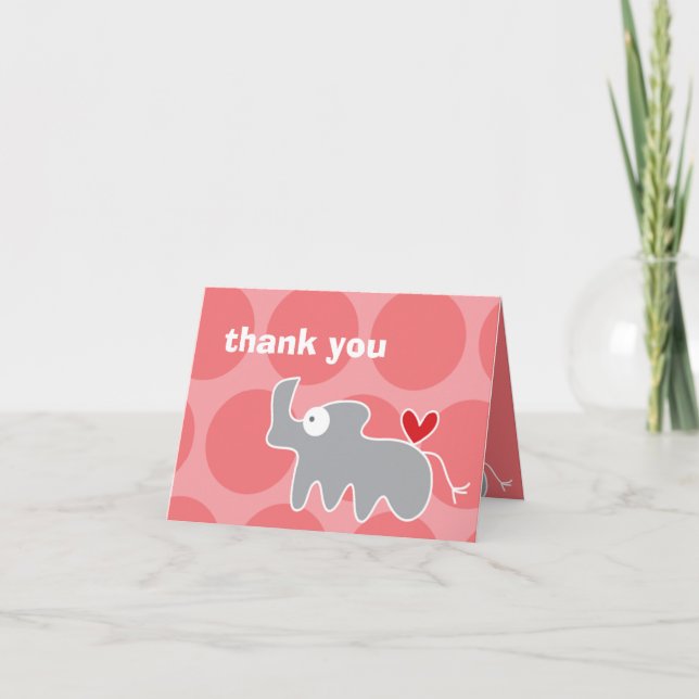 Cartoon Rhino Kid's Birthday Thank You Note Card (Front)