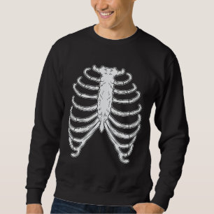 Cartoon Rib Cage Bones Halloween Black And White Sweatshirt