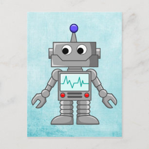 cartoon robot postcard