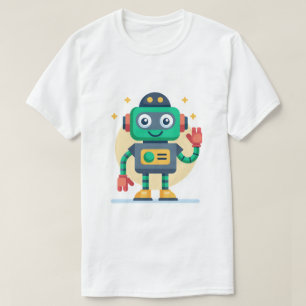 Cartoon Robot T-Shirt Fun Youth Graphic Tee