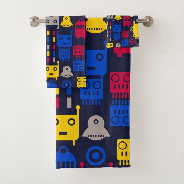 cartoon robots bath towel set (Insitu)
