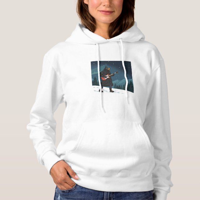 Cartoon Rocker Dog Under the Stars Hoodie (Front)