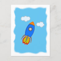 Cartoon Rocket In Blue Sky