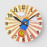Cartoon Rocket Retro Sunset Decorative