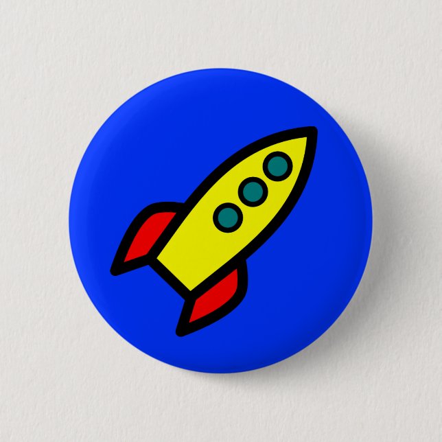 Cartoon Rocket Ship 6 Cm Round Badge (Front)