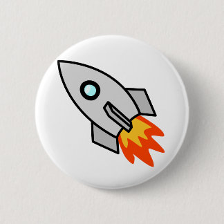 Cartoon Rocket Ship 6 Cm Round Badge