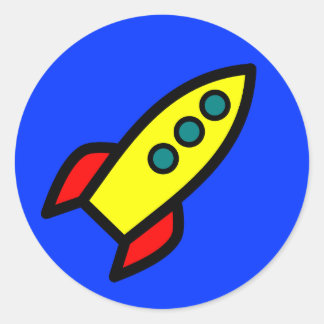 Cartoon Rocket Ship Classic Round Sticker