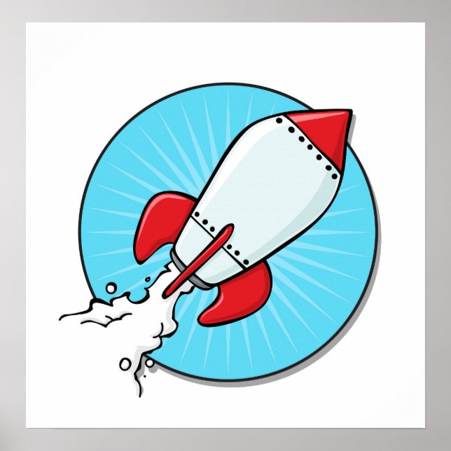 Cartoon Rocket Ship Design Poster (Front)