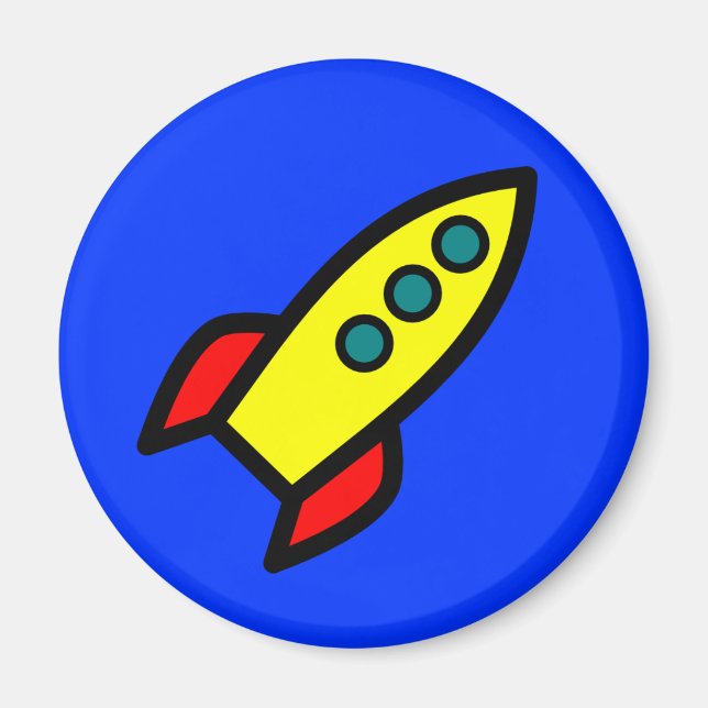 Cartoon Rocket Ship Magnet (Front)