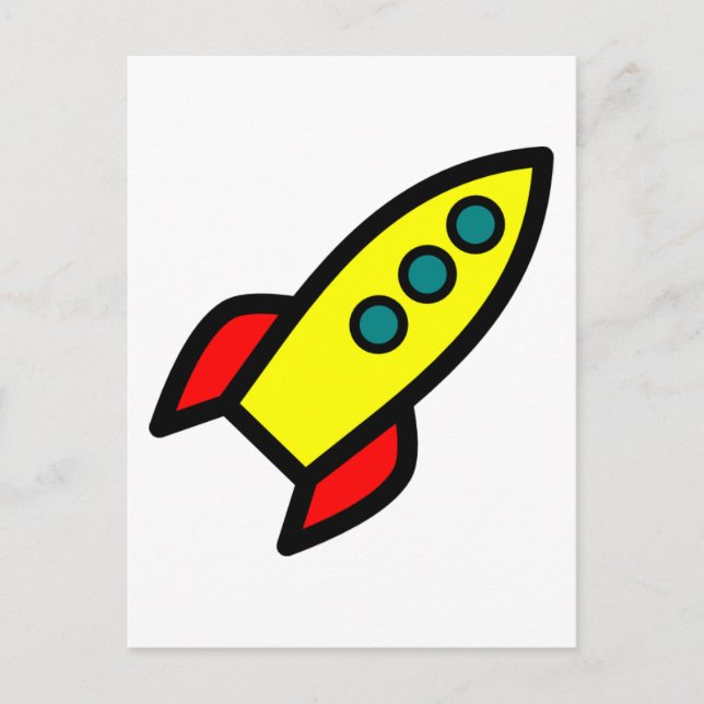 Cartoon Rocket Ship Postcard (Front)