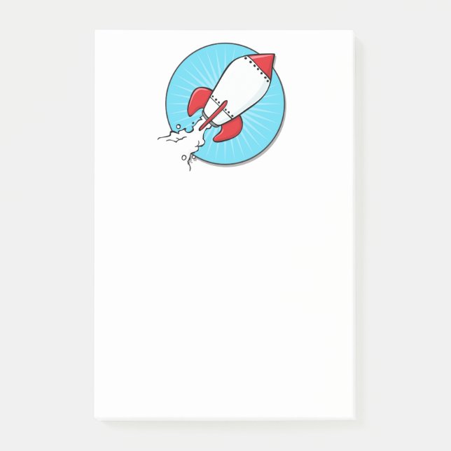 Cartoon RocketShip Design Post-it Notes (Front)