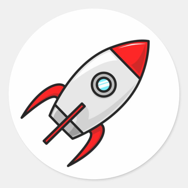 Cartoon Rocketship Sticker (Front)