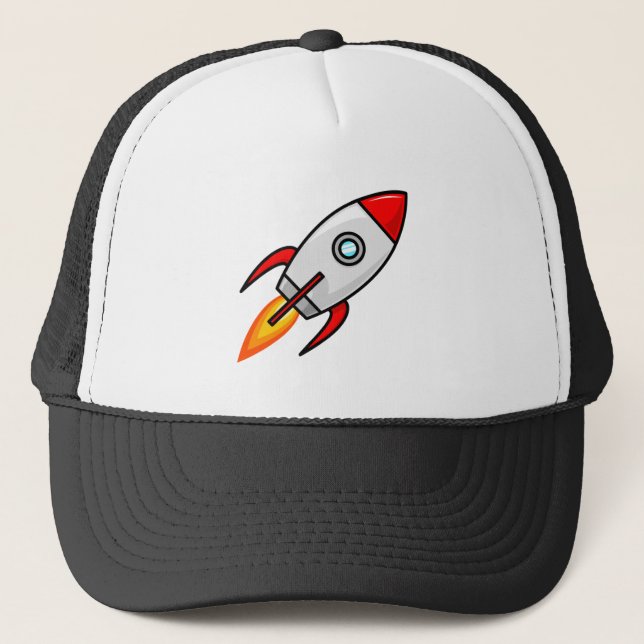 Cartoon rocketship trucker hat (Front)